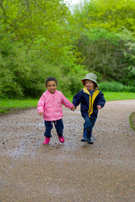 Boy Girl Run in Park