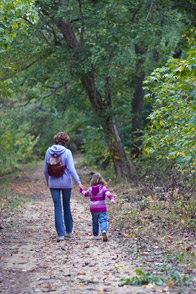 Mom and Daughter Hike Together