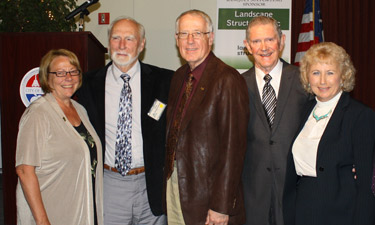 2012 Academy President Lori Daniel, Pete Dangermond, Joe Crookham, Roger Brown, and Fran Mainella, Pugsley Committee chair.