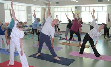 A yoga class at a senior center in Cary, North Carolina
