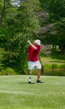 A golfer takes aim at the Fairfax County Park Authority’s Combo Classic in Virginia, an annual tournament that pairs able-bodied golfers with those who have physical or cognitive disabilities.