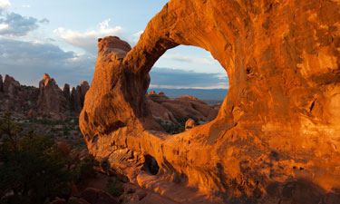 The iconic Double O Arch at Arches National Park, Utah.