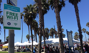 For parks, the key is to offer Wi-Fi to visitors in well-defined, high-traffic locations, such as this section of California's famous Venice Beach.