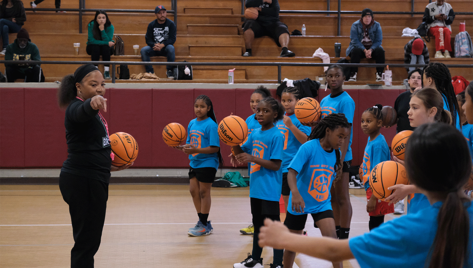A basketball clinic takes place in Perris, California. Photo courtesy of City of Perris.