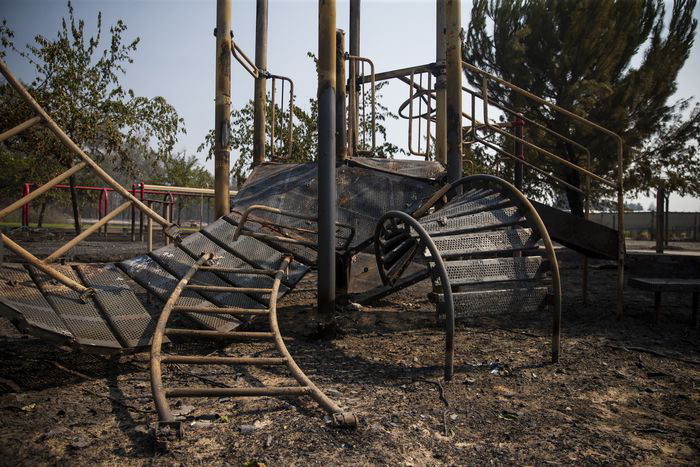 A playground that was burned in a fire in Phoenix, Oregon. Photo courtesy of Dave Killen/OregonLive.