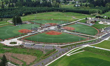 Aerial View of Turf Field Complex in North Clackamas, Oregon