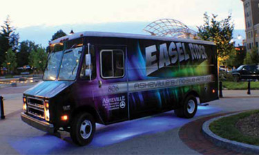 Asheville, North Carolina's Easel Rider art mobile brings the entertainment to you.