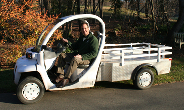 Paul Gilbert drives an electric cart at an NVRPA park.