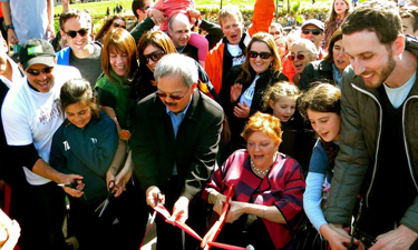 Mayor Edwin M. Lee cuts the ribbon at the opening of the Helen Diller playground at Mission Dolores Park in March.
