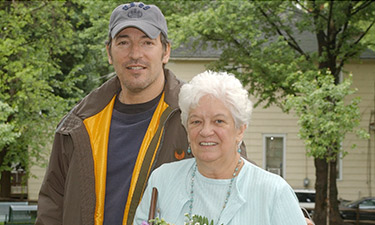 Bruce Springsteen with Marion Vinyard at the 2002 dedication of Vinyard Park. CREDIT: Greater Media Newspapers
