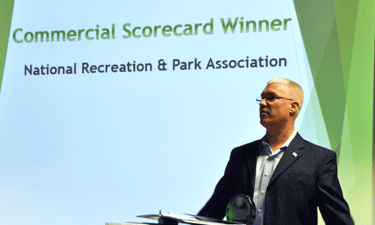 Ted Mattingly, NRPA’s director of facility services, accepts NRPA’s hard-earned award for excellence in green operations.