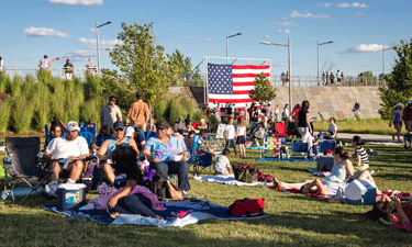 Visitors gather at Long Bridge Park to enjoy open space for picnicking and games.