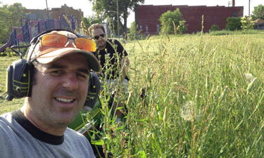 Tom Nardone snaps a selfie before tackling one of Detroit’s overgrown playgrounds.