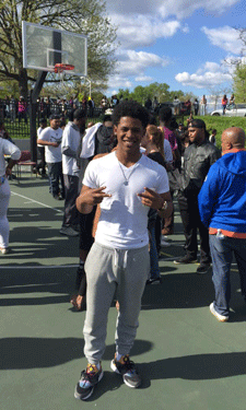 Fifteen-year-old student athlete Lorenzo Simpson spent his time at the Cloverdale block party speaking to youth about non-violence.